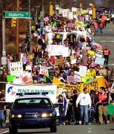 Chapel Hill March for Peace on March 2, 2003.  CLick for more pictures