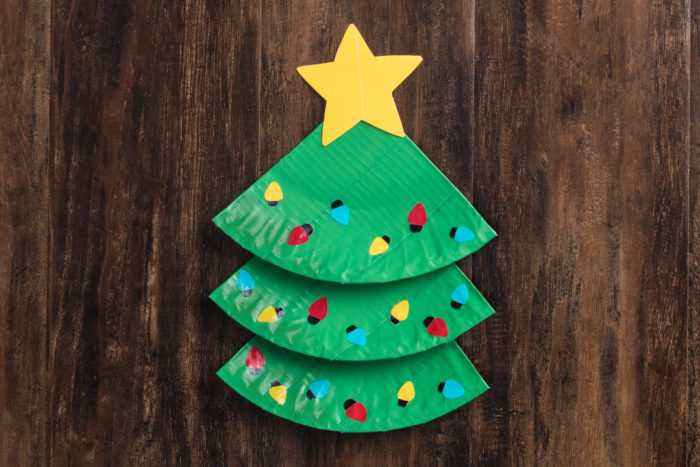 Paper plate Christmas tree made with green Duck Tape
