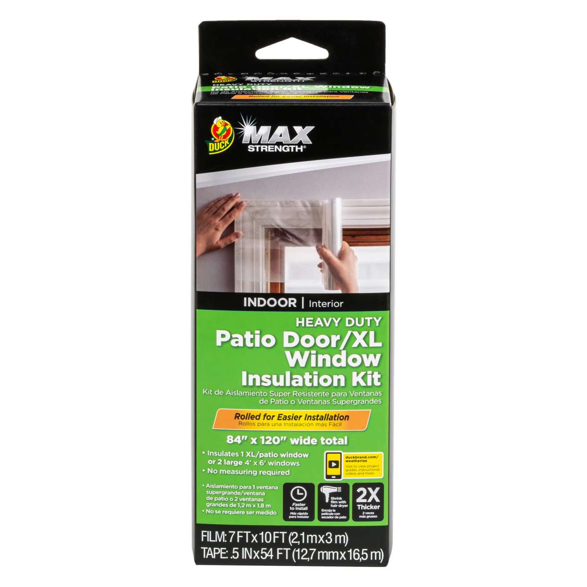 Duck Max Strength® Rolled Shrink Film Window Insulation Kit - Clear, XL/Patio Window 84 in. x 120 in.