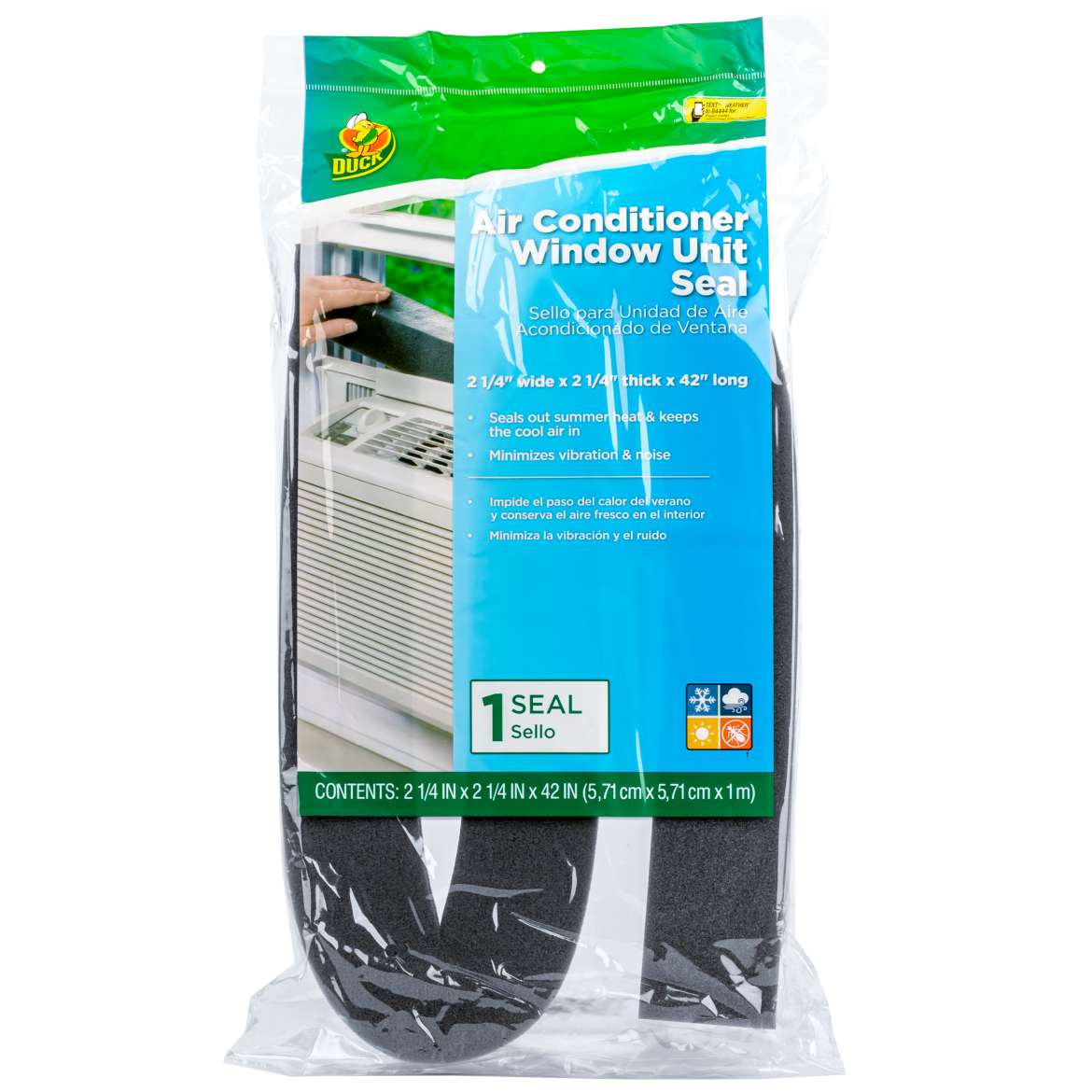 Duck® Brand Window Air Conditioner Insulating Seal, 2.25 in. x 2.25 in. x 42 in.