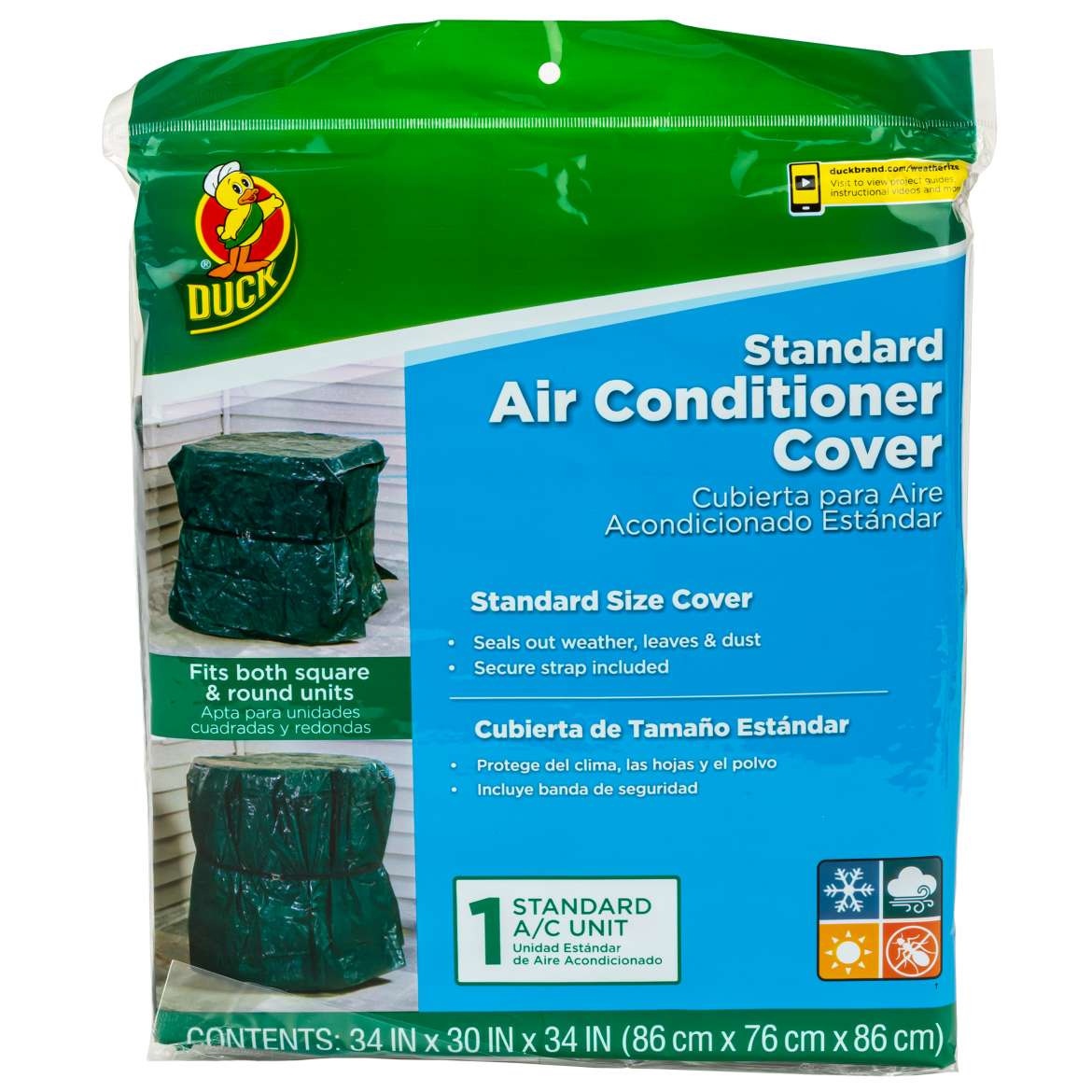 Duck® Brand Air Conditioner Cover,  Standard A/C Unit - 34 in. x 30 in. x 34 in.
