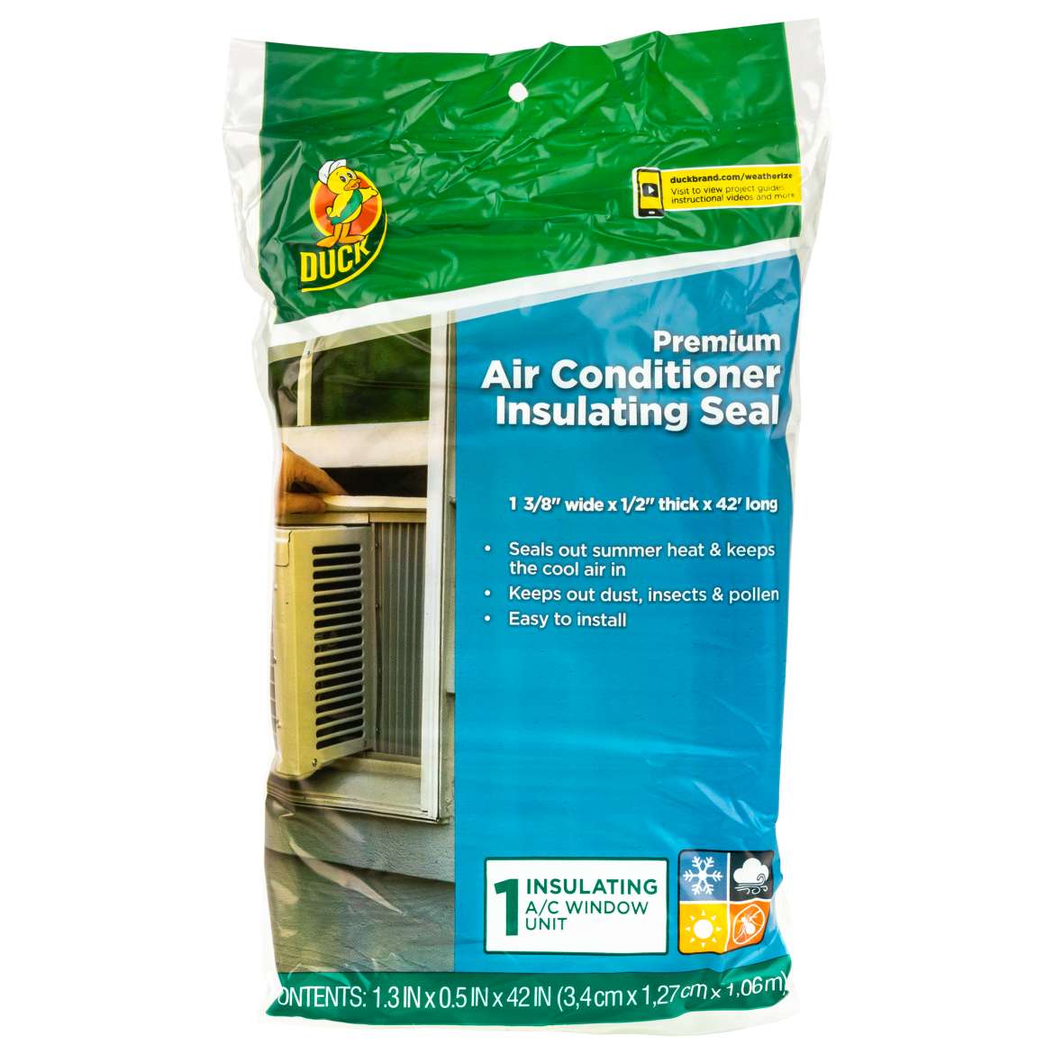 Duck® Brand Premium Window Air Conditioner Insulating Seal - 1.38 in. x .5 in. x 42 in.