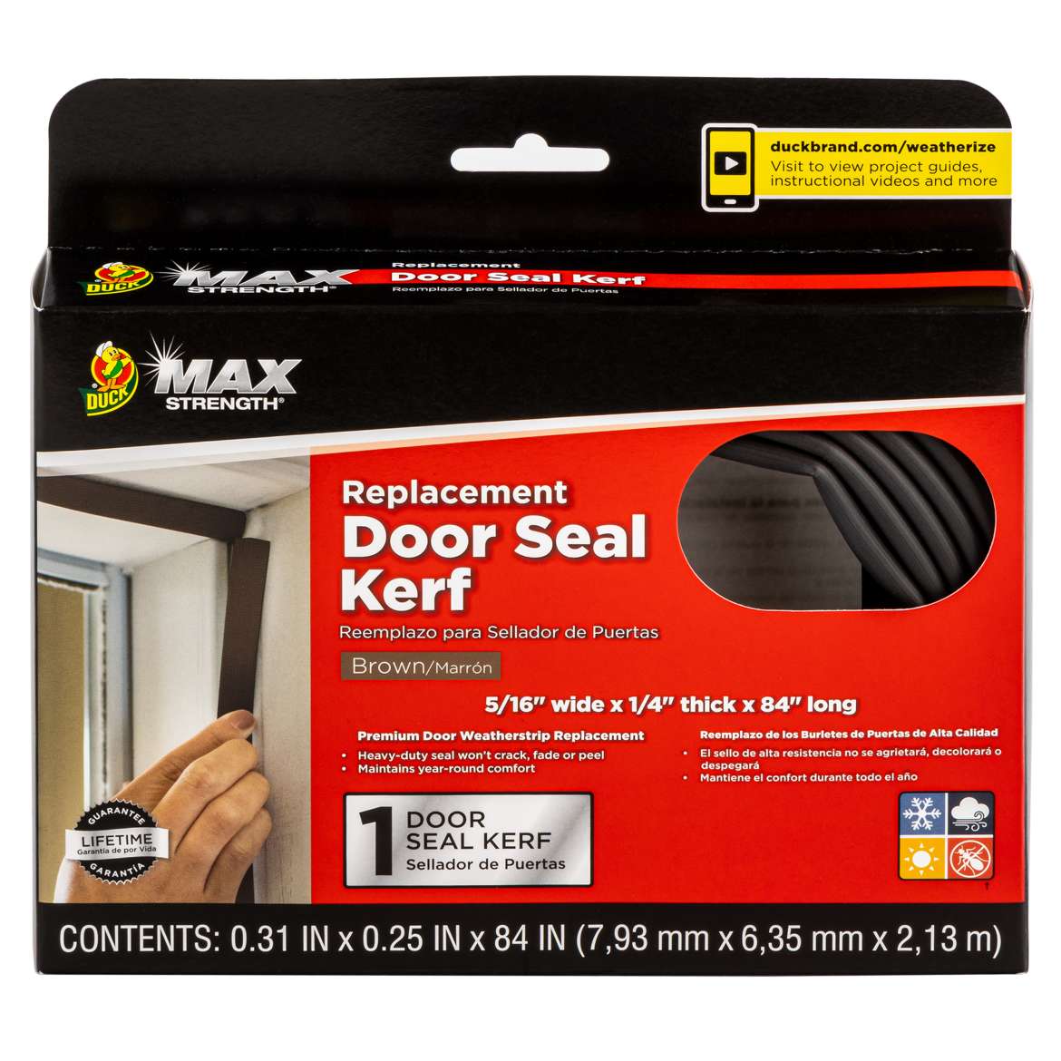 Duck® Brand Max™ Strength Replacement Door Seal - Brown, 84 in.