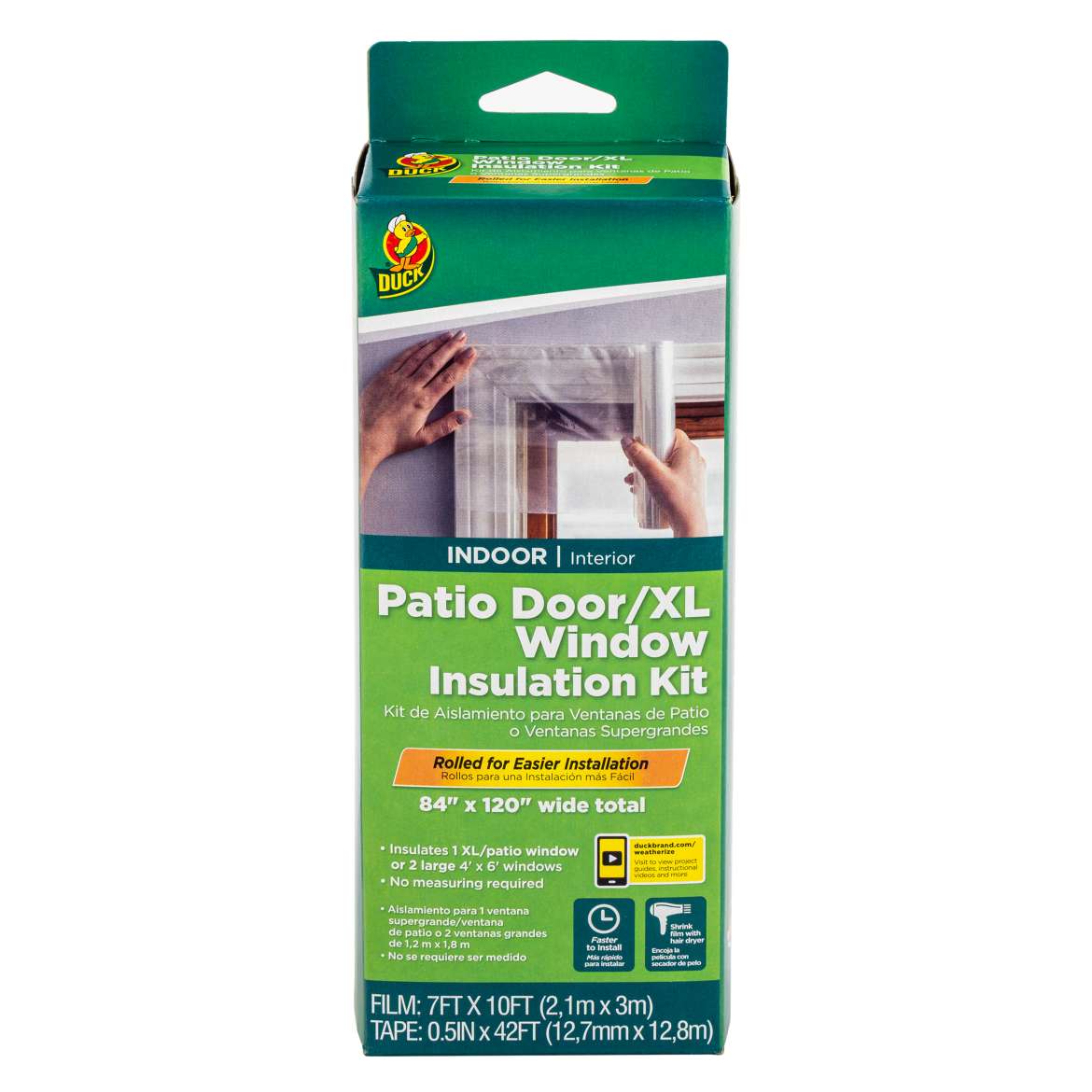 Duck® Brand Rolled Shrink Film Window Insulation Kit - Clear, XL/Patio Window, 84 in. x 120 in.