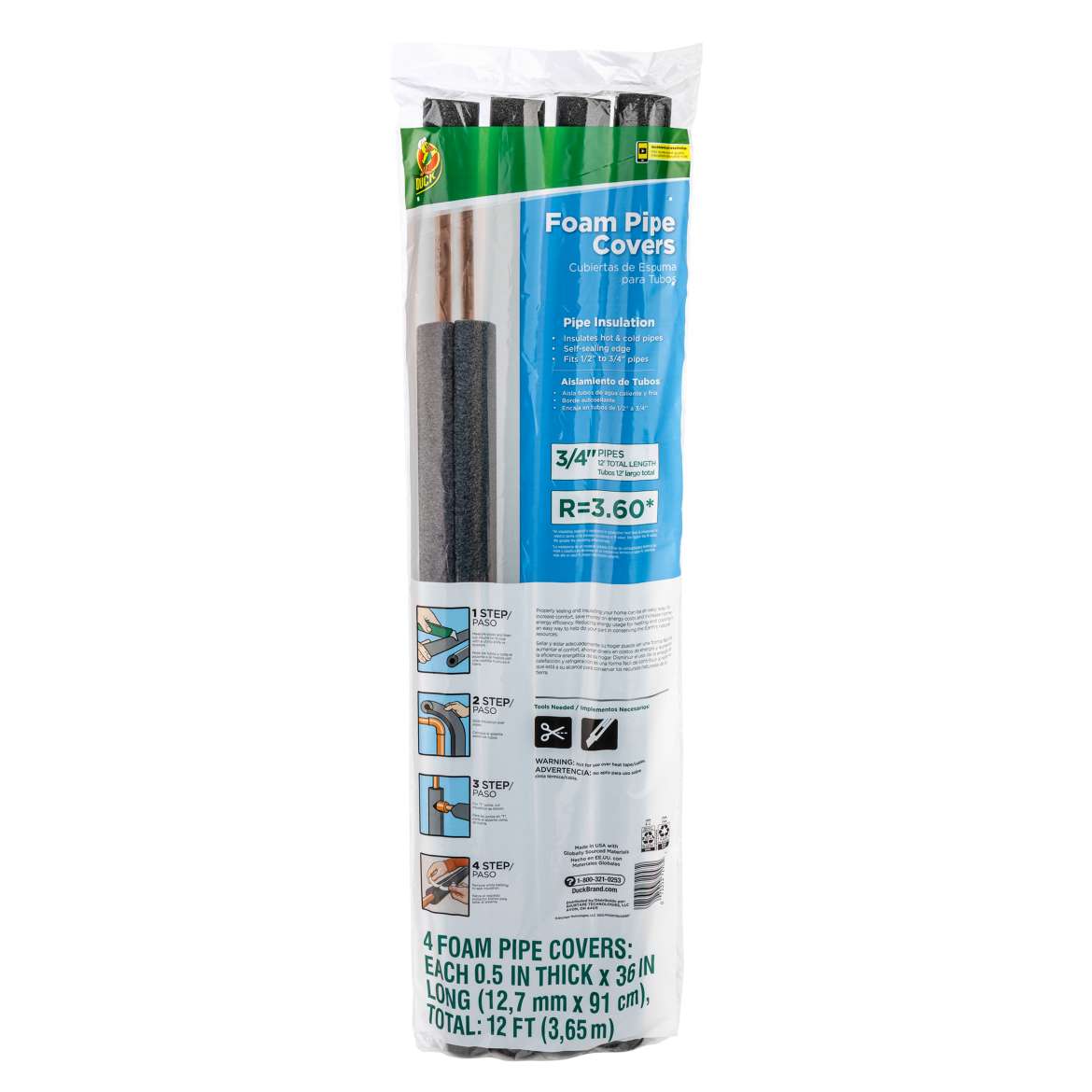 Duck® Brand Foam Pipe Cover - 12 ft. long (fits .75 in. pipes)