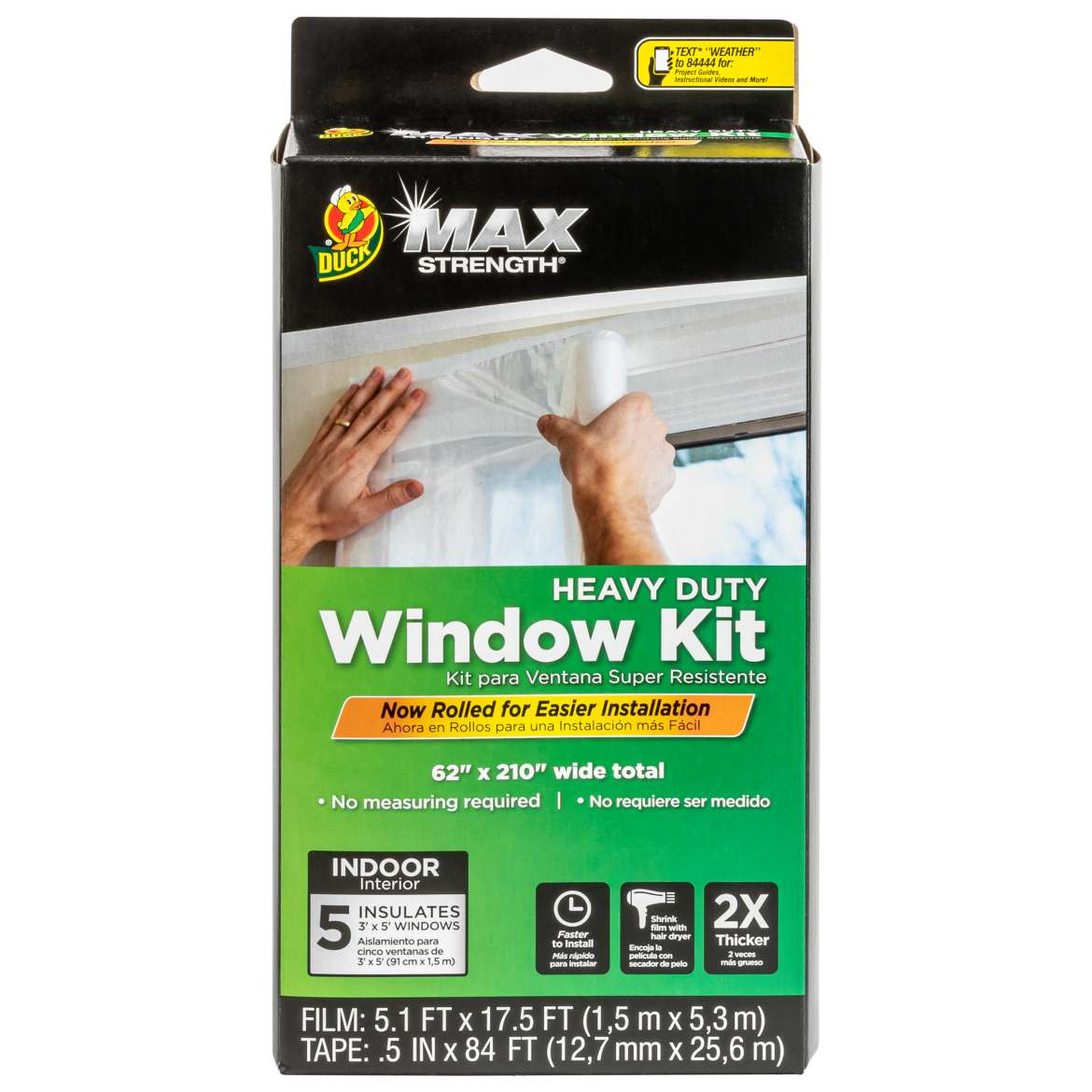 Duck Max Strength® Rolled Shrink Film Window Insulation Kit - Clear, 5 Window, 62 in. x 210 in.