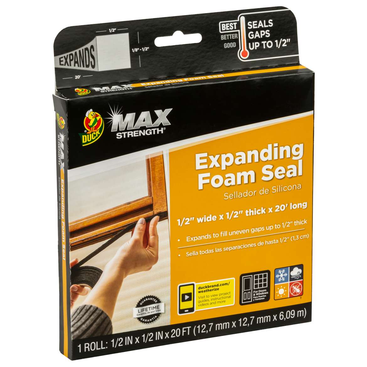 Duck® Max Strength™ Expanding Foam Seal - Black, .5 in. x 20 ft.